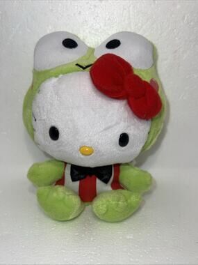 2010 Hello Kitty in Green Keroppi Frog Costume Plush Sanrio Stuffed 6.5”